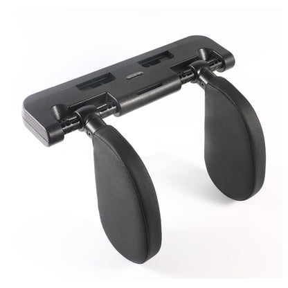 Black U-shaped memory foam car neck rest cushion with adjustable support arms