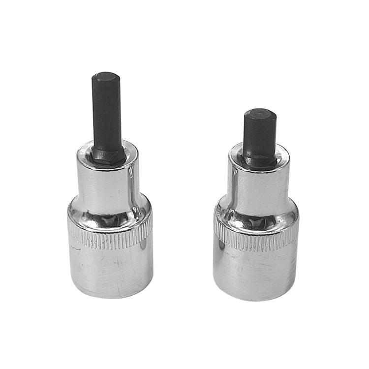 Chrome strut spreader socket bits with black heads, two-piece view