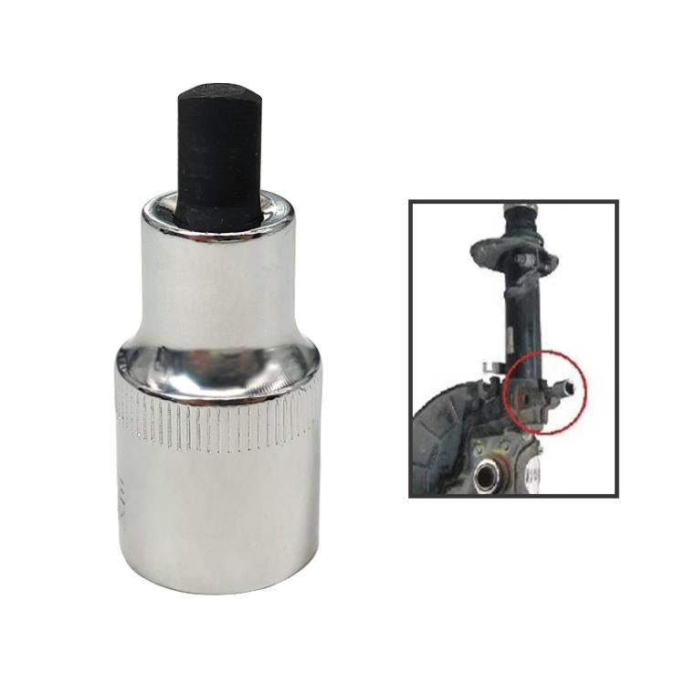 Strut spreader socket bit with black end and chrome tool body