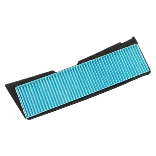 Car air-conditioning external filter element with blue pleated media and black foam frame