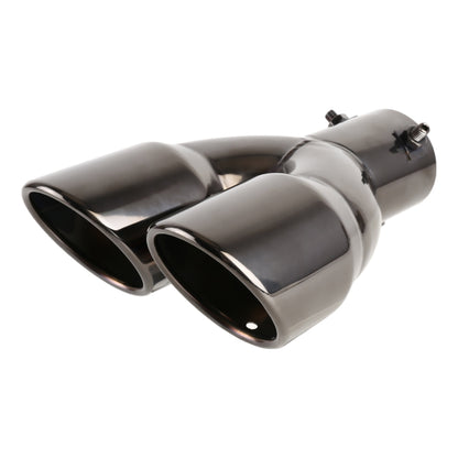 Universal exhaust tail muffler tip pipe, straight 6cm, dark grey twin outlet