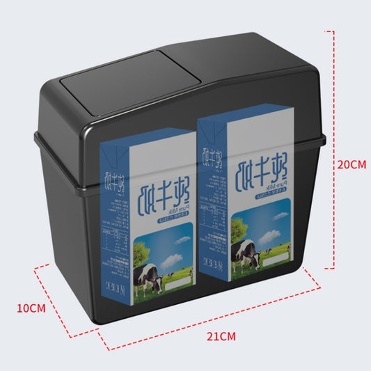 Black car trash can storage bin with open top lid for can placement