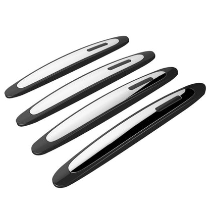Car door anti-collision strip stickers, black-and-white oval strips, 4-pack