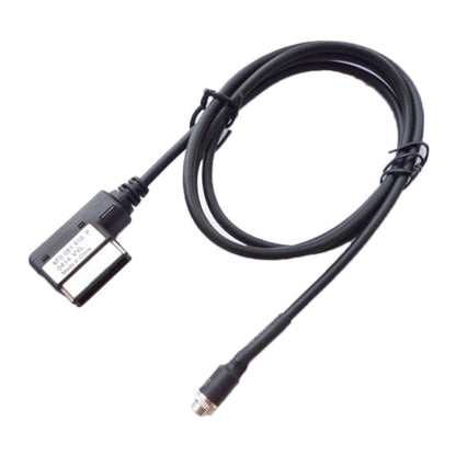 Car AUX audio cable harness with black wires and audio jack connector