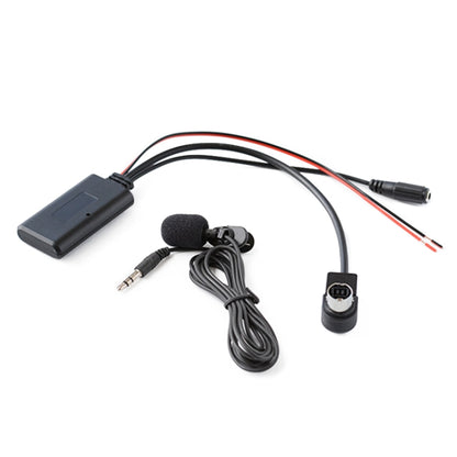 Bluetooth AUX audio cable kit with inline mic, 3.5mm plug, and adapter cable