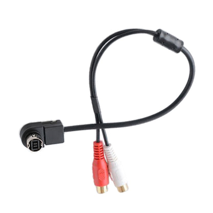 Car AUX input cable with black adapter and red/white RCA connectors