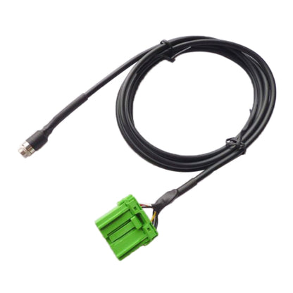 3.5mm AUX audio input cable with green harness connector and 3.5mm plug