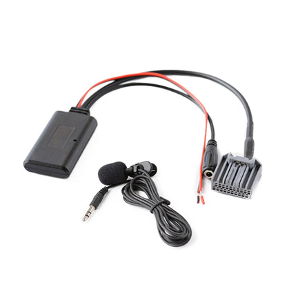 Car AUX IN Bluetooth adapter with mic and cable set, black audio plug and wiring harness