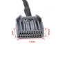 Car adapter connector block with mounting size markings, gray housing and multi-pin port