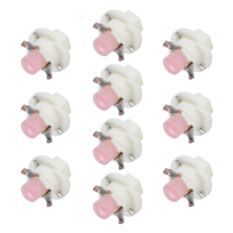 Pink wedge LED indicator bulb set with white sockets and metal contact pins