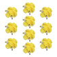 Set of yellow wedge LED indicator bulbs with white bases and metal pins