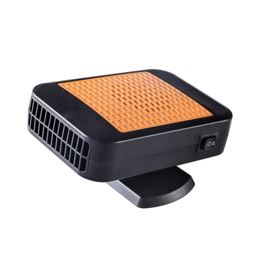 Car windshield defroster heater with orange top, black housing and detachable base