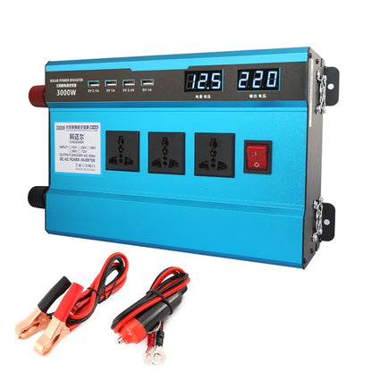 12V to 220V 3000W power inverter with dual digital displays and AC outlets