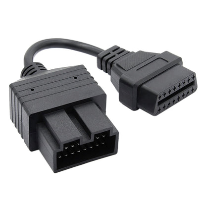 OBD conversion cable with 20-pin to 16-pin connectors, black housing and cable.