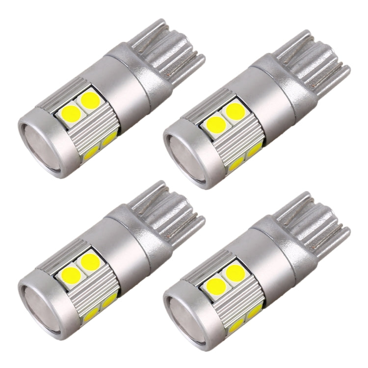 Four-pack T10 wedge LED bulbs, silver body, 9 white SMD LEDs each