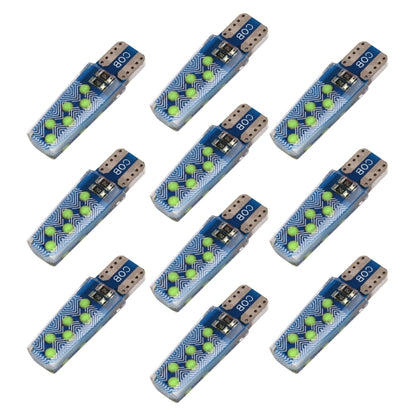 10-pack T10 COB car clearance light bulbs, blue PCB with green LED points