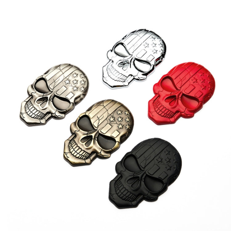Set of metal devil skull car stickers: silver, bronze, red, and black versions
