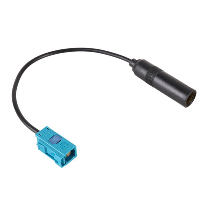 Car radio antenna extension cable with black coax plug and blue connector