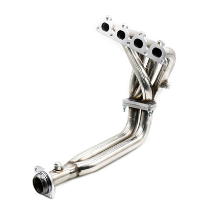 Stainless steel exhaust manifold with four-bolt flange and tubular downpipes