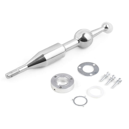 Chrome short-throw car gear shifter lever with ball knob and threaded stud