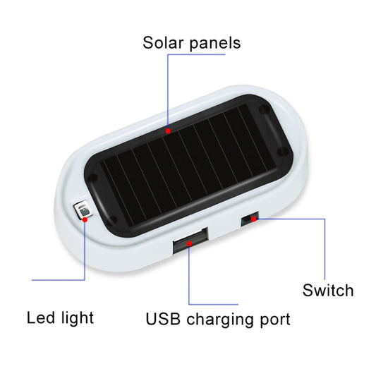 Car Solar Energy Anti-theft Device LED Warning Light, Blue, Red