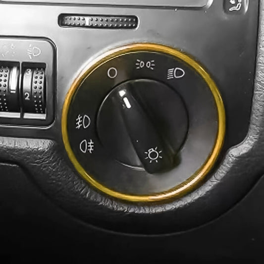 Car headlight switch decorative ring, gold trim around rotary light control