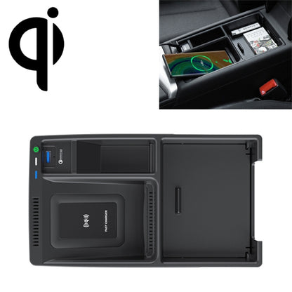 10W car Qi wireless charger tray with insert panel, black, closed and open section