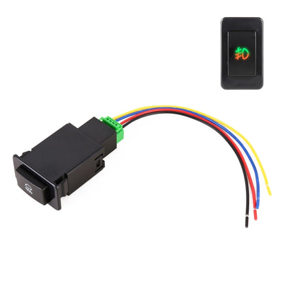 Car fog light on-off switch with wiring harness, black button and multicolor leads