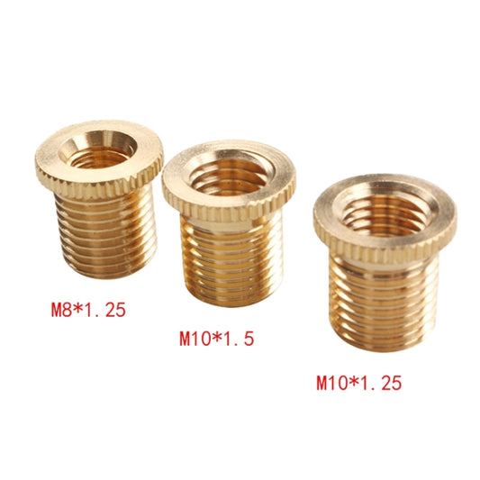 Brass thread adapter nuts set with M8x1.25, M10x1.5, and M10x1.25 sizes