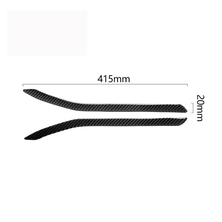 Carbon fiber rear fog lamp sticker pair, size 415mm x 20mm curved strips
