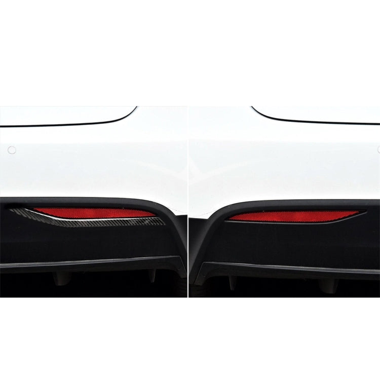 Carbon fiber rear fog lamp sticker set applied near rear light grille, curved stripe pair
