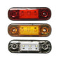 3-LED side marker lights: red, amber, and white/clear units side by side
