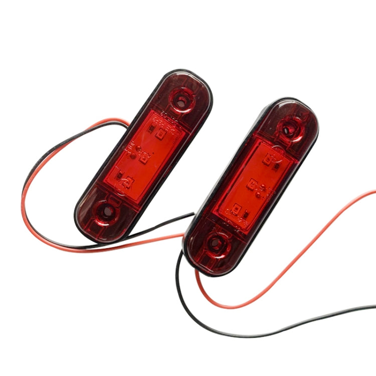Pair of red 3-LED side marker lights with black and orange wire leads