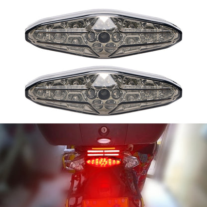 Motorcycle LED running light with clear lens and black housing, two-piece set shown top view