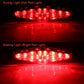 Motorcycle LED brake and running lights, dim and bright red illumination modes