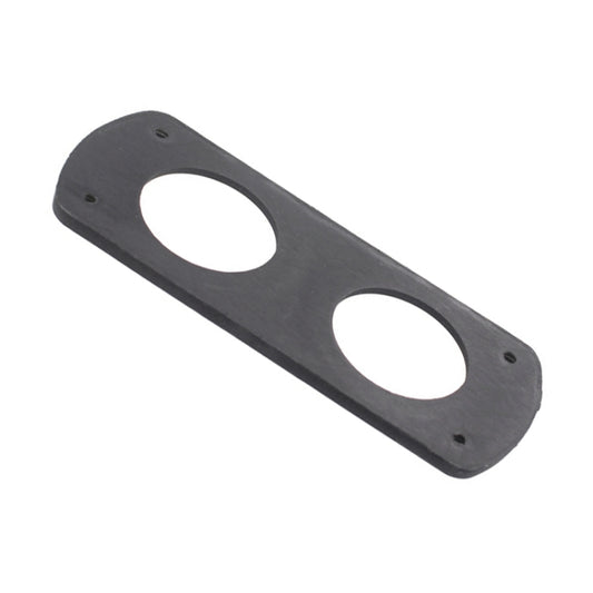 Dark gray two-hole mounting panel with two oval circular openings and side screw holes