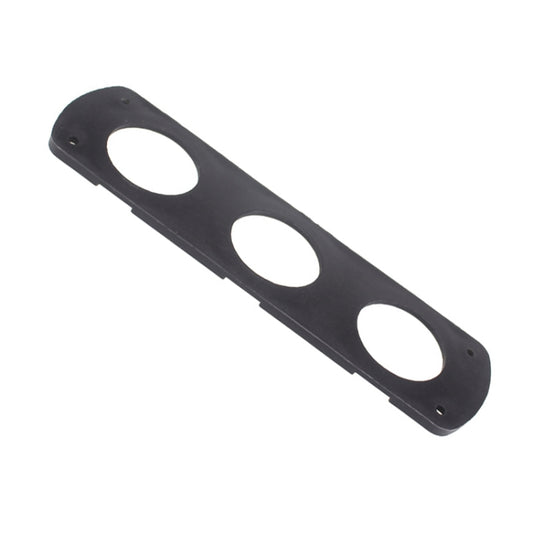 Black car panel with three oval openings and side mounting screw holes