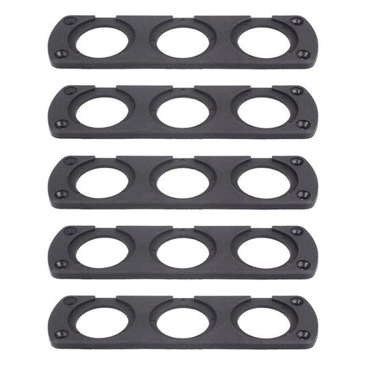Black car cigarette lighter panel, three round openings, screw holes, 5-pack