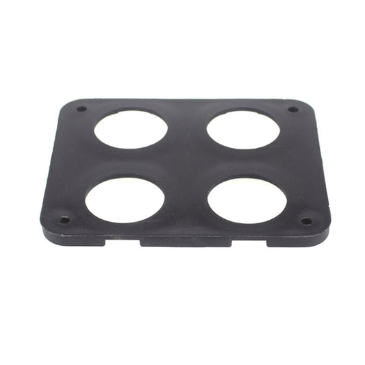 Black 4-hole car charging panel with four circular cutouts and side mounting holes