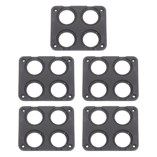 Set of black 4-hole car charging panel inserts with circular openings and mounting holes