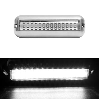 Waterproof stainless steel LED underwater light bar with 42 LEDs, front view, white lens