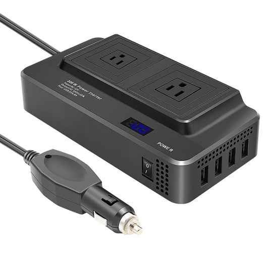 DC12V 200W AC110V Car Smart Multi-functional Digital Display Inverter, US Plug, US Plug