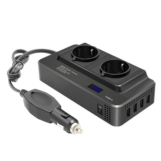 DC12V 200W AC220V Car Smart Multi-functional Digital Display Inverter, EU Plug, EU Plug