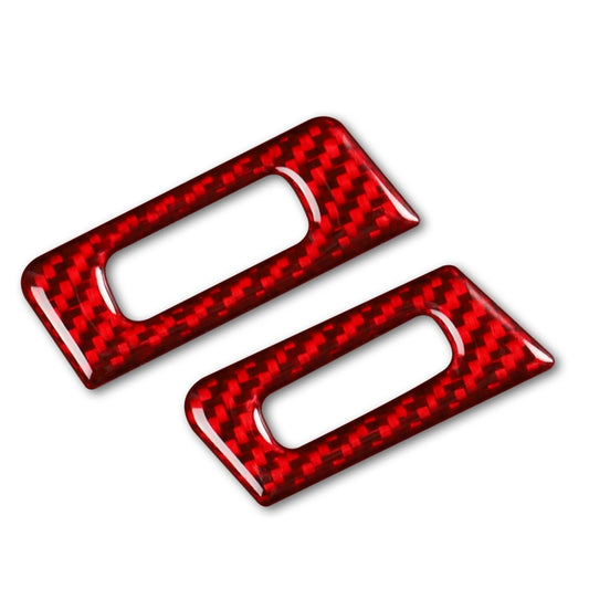 Red carbon fiber vent trim inserts with oval cutouts, two-piece set