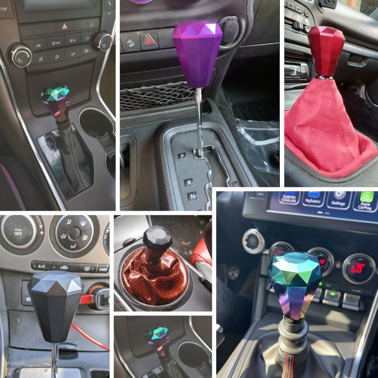 Diamond-faceted gear shift knob installed, multi-color variants