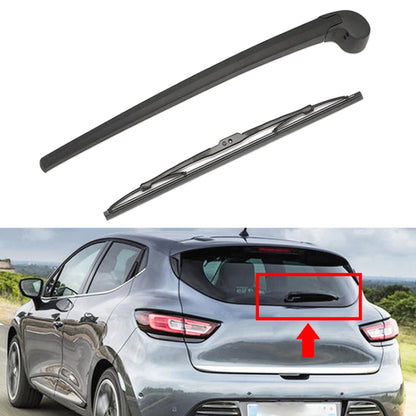 Rear windshield wiper arm and blade assembly, black with metal linkage