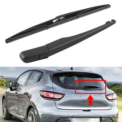 Rear windshield wiper arm with black wiper blade assembly