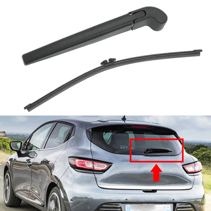 Rear windshield wiper arm and blade assembly on car hatch, highlighted for installation