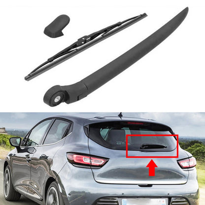 Rear windshield wiper arm and blade assembly, black, with two end covers