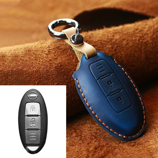 For Nissan Car Cowhide Leather Key Protective Cover Key Case, Three Keys Horizontal Line Version, For Nissan, Three Keys Horizontal Line Version